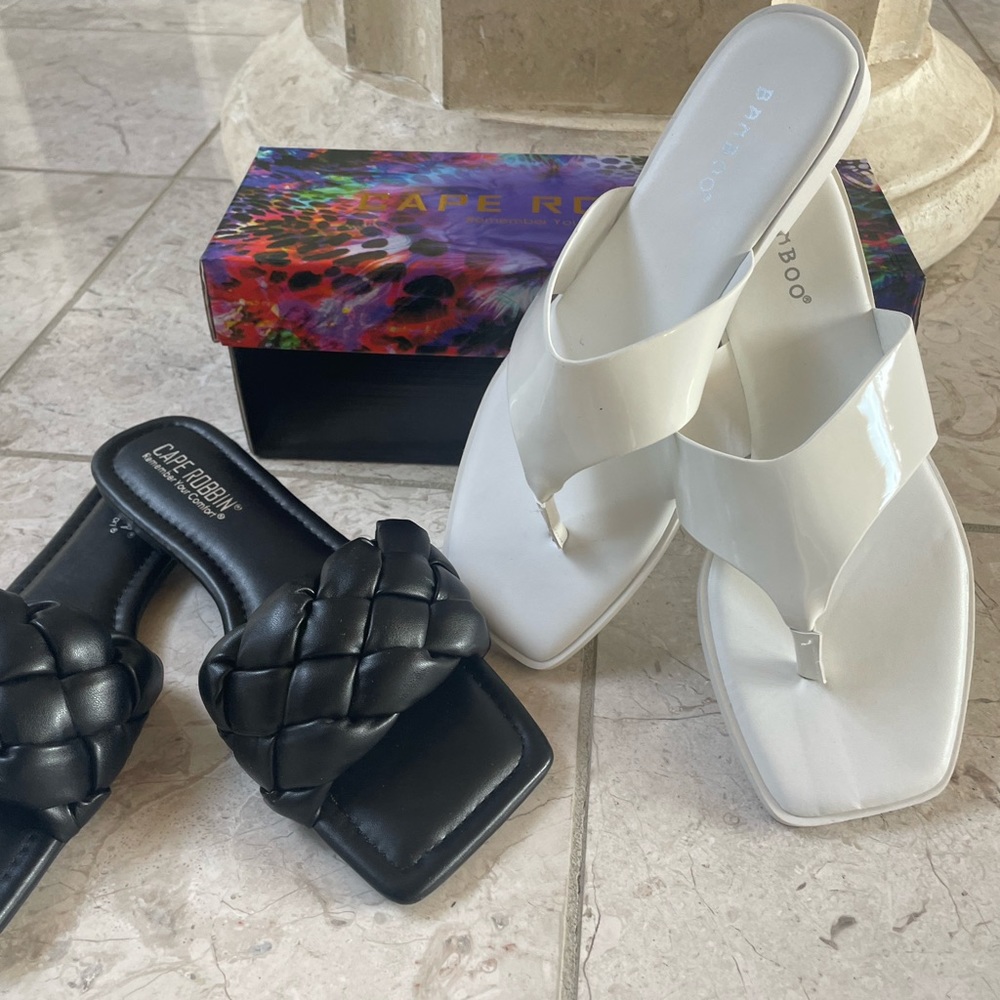 WHITE brand new sandals; comfy for all occasions! Black sold separately.